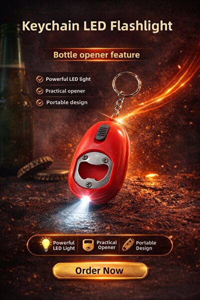FREEDOM STOREE سلسلة مفاتيح صغيرة بإضاءة LED وفتاحة زجاجات مضيئة، قطعة واحدة