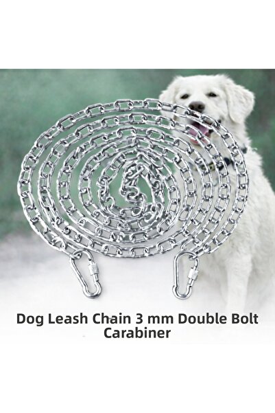 Vi Caro 12 Meters Dog Tie-Out Chain 3 mm Leash + 2 Screwed Carabiners Steel D...