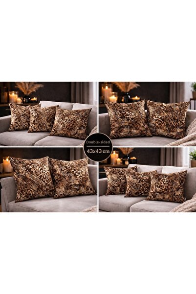 elissa home Decorative Leopard Throw Pillow Covers Set of 4 43X43 cm – Modern...
