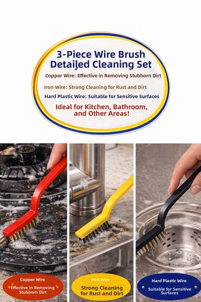 TOYFEST مجموعة فرشاة سلكية مكونة من 3 قطع، فرشاة تنظيف تفصيلية ذات أطراف من ا...