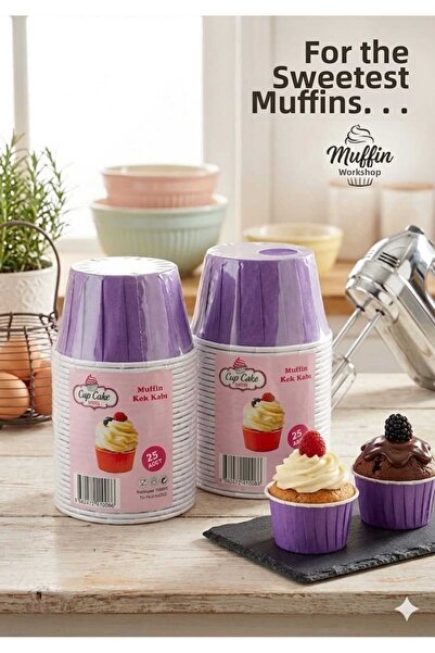 HDF PAZARLAMA Muffin Cupcake Mold Capsule Purple Color 25 Pieces Colorful Cup...