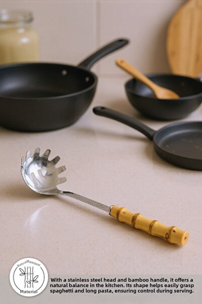 Bambum Mundo - Bamboo Spaghetti Spoon with Handle 29*7.5cm