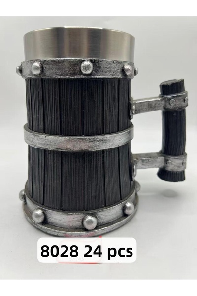 Nemere Large Size Silver Engraved Steel Mug Code 8028 Nemerehome