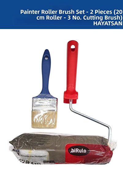 YILSAN مجموعة فرشاة الطلاء الدوارة - 2 قطعة - (لفة 20 سم - 3 فرشات لا تسبب تش...