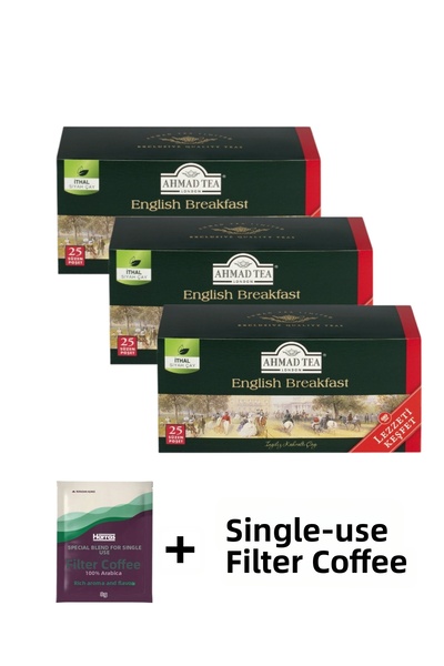 KMS HOME Ahmed Tea Black Süzen Tea Bags 25 X 3 Pieces Imported Black Tea