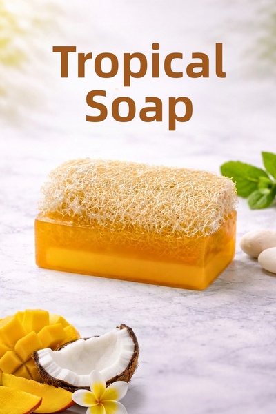 bermark Handmade Natural Pumpkin Fiber Tropical Soap 1 Piece