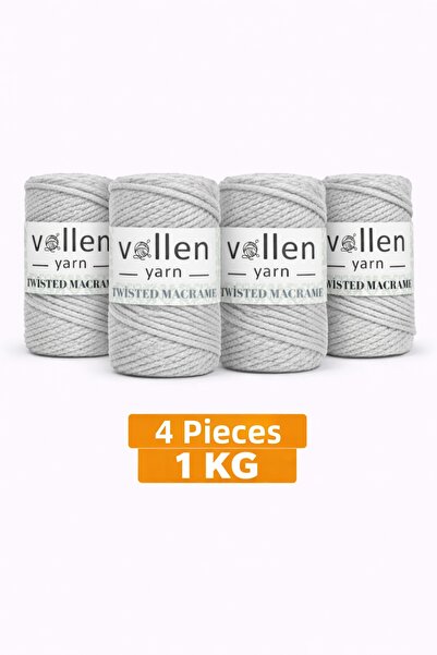 vollen yarn 1kg, Pack of 4, Premium 3-Ply Cotton Macrame Rope, Braided Rope, ...