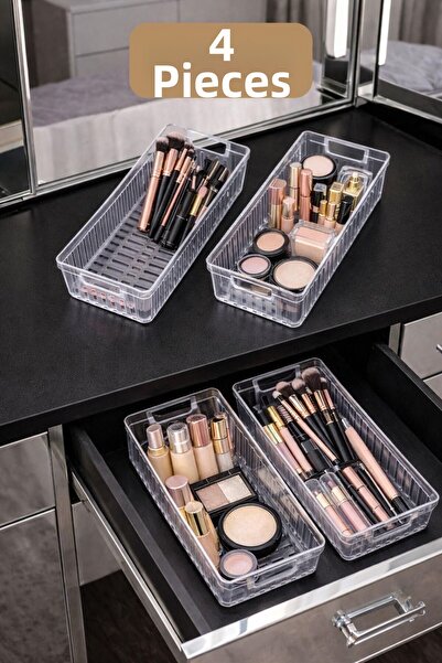 Bayev Clio Transparent Set de 4 organizatoare pentru machiaj și bijuterii Org...