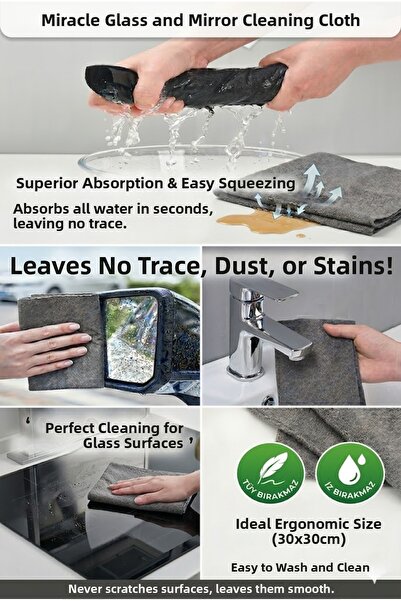 SİHİRLİ MOP Pânză de sticlă magică 30x30cm Seria specială Pânză de sticlă nu ...