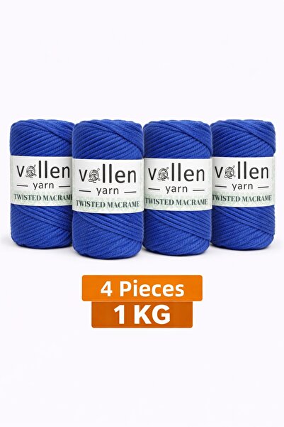 vollen yarn 1 kg, Pachet de 4 bucăți, Sfoară de macrame din bumbac premium cu...