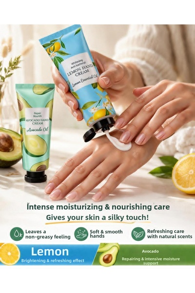 cashen 2-Piece Hand Cream Set Lemon Avocado Intensive Moisturizing Repair Care