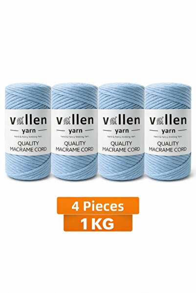 vollen yarn Taranan Macrame Cord 3mm Cotton Macrame Cord 4-Piece 1 kg Set Tar...