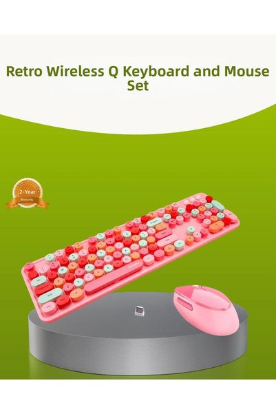 NW NessiWorld Bluetooth Retro Wireless Keyboard and Mouse Set – Connects 3 De...