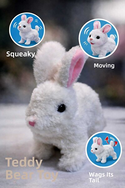 Fidan oyuncak Cute Plush Rabbit with Movement and Sound – Jumps and Wags Its ...