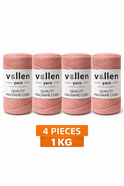 vollen yarn Taranan Macrame Cord 3mm Cotton Macrame Cord 4-Piece 1 kg Set Tar...
