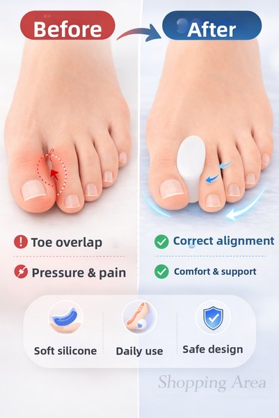 Adiva Silicone Toe Separator Roller Large (42-46) – Hallux Valgus Thumb Corrector Pad (2 Pieces)