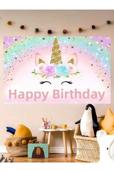 Laviyosa Προσαρμοσμένο σκηνικό με θέμα το Unicorn για πάρτι γενεθλίων 60x100 ...