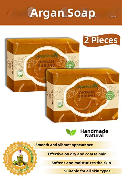 Organicsun صابون الأرغان الطبيعي 140 جرام × 2 قطعة - لجميع أنواع البشرة - تأث...