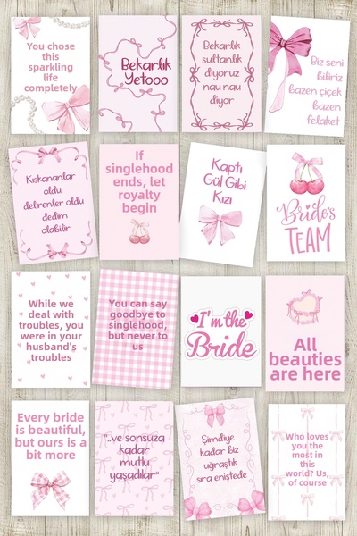 Pankart Evi بطاقات شعار حفلات توديع العزوبية 16 قطعة للعروس لتكون زفافًا قبل ...