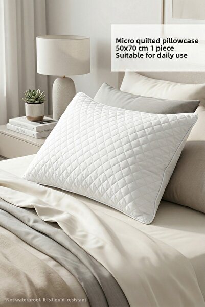 Morlay Cotton Micro Quilted Pillow Protector 50X70 cm Soft Textured Pillow Pr...