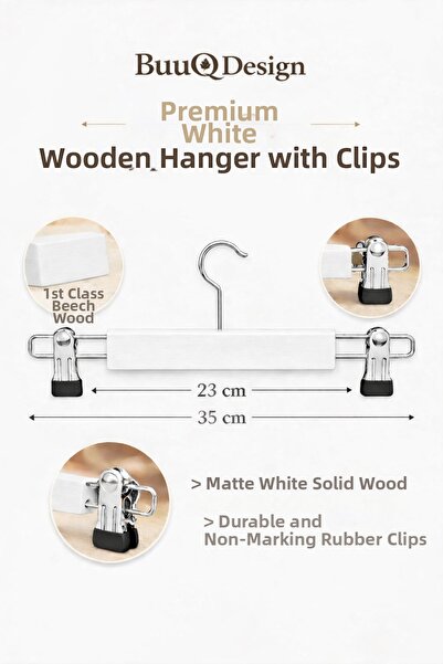 BuuQ Design 5 Pcs Wooden Hangers for Skirts and Trousers Premium 1St Quality ...