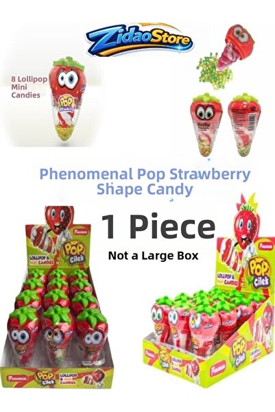 Emrah Gültekin حلوى فينومين بوب على شكل فراولة، قطعة واحدة من الحلوى المصاصة ...