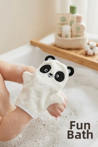 Tomuycuk 100% Cotton Baby Bath Glove Hand Puppet Panda – Soft Skin-Friendly B...