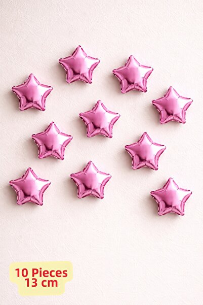 Baloncu Nene Pink Star Foil Balloon 13 cm 10 Pieces Wall Decoration Party Dec...