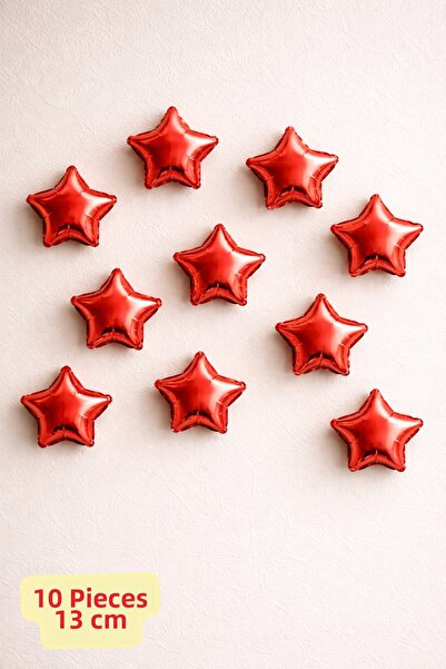 Baloncu Nene Red Star Foil Balloon 13 cm 10 Pieces Party Decoration Wall Deco...