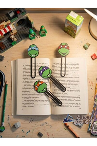 Alesta EP Design Semn de carte cu personaje Ninja Turtles - Set de 4 semne de...