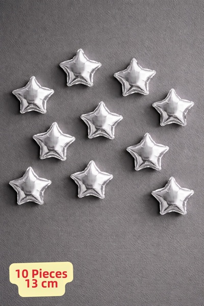 Baloncu Nene Silver Star Foil Balloon 13 cm 10 Pieces Wall Decoration Party B...