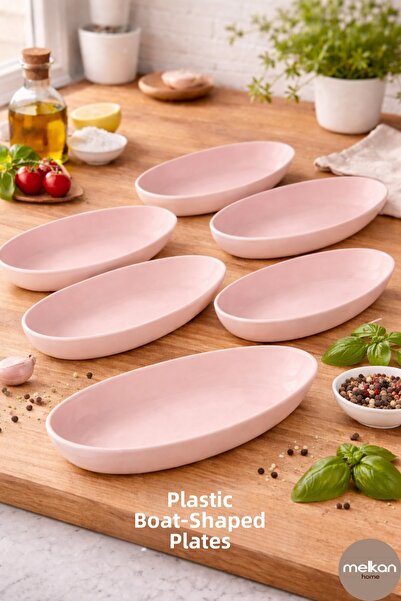 Melkan Home Kayık Serving Plates Set of 6 – Medium Size Plastic Presentation ...
