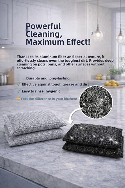 DUFF CLEAN 4-Piece Dish Sponge Set – Aluminum Fiber + Special Textured Cloth ...