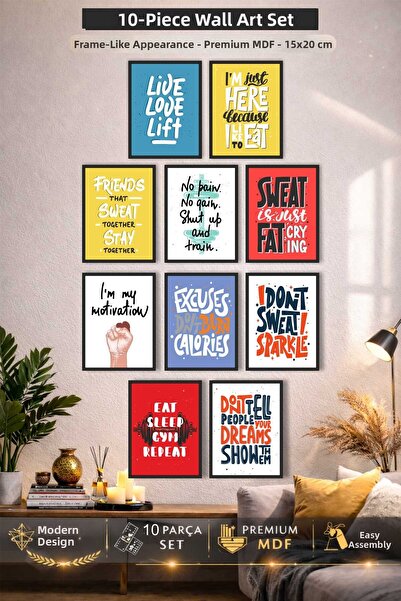 UNT Σετ 10 ζωγραφικών τοίχου με αθλητικό θέμα και διακοσμητικό πλαίσιο με γρα...