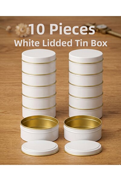 GUCSO 100 ml Candle Tin White Metal Box with Lid |   Cosmetic Cream Balm Cand...