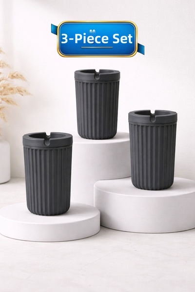 LE PARİS Set of 3 Decorative Striped Ashtrays |   Smokeless Cigarette Ashtray...