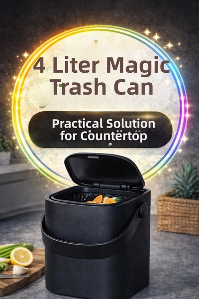 Open Home Concept Coș de gunoi negru inteligent pentru blat, cu găleată inter...