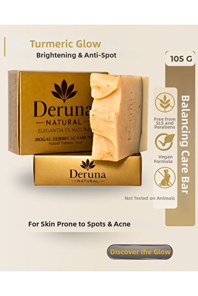 DERUNA NATURAL Natural Turmeric Soap {+ 4 Natural Oils Supported for Brighten...