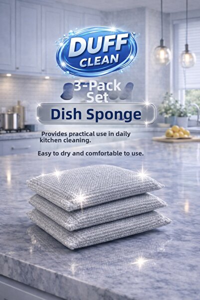 DUFF CLEAN Special Textured Dish Sponge 3-Pack – Practical Cleaning & Scratch...