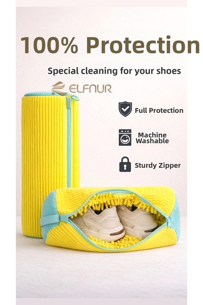 elfnur 1 Piece Large Size Shoe Washing Bag Mesh Special for Pasta Cloth Machi...