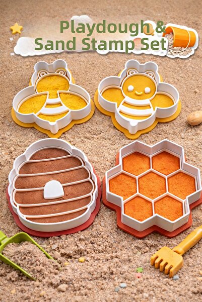 Muhcu Home 4 أفراد 🐝   مجموعة العجين والرمل للعب 🌈