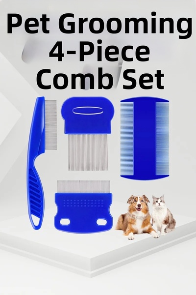 TeknoKapsül 4-piece flea comb set for cats and dogs - pet hair remover