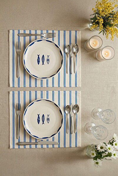 TRENDYOLMİLLA HOME Набір із 2 синіх смугастих килимків для серветок 35x45 см ...