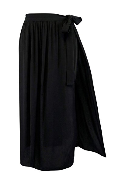 Trendyol Curve Beach Wear Black Textured Tie-Up Pareo Tbbss26Df00002