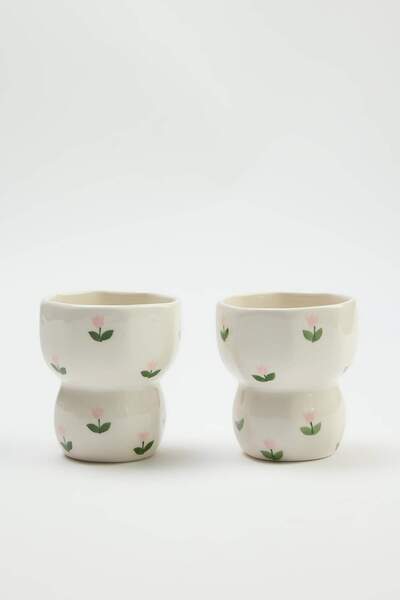 TRENDYOLMİLLA HOME 2-Piece Tulip Patterned Ceramic Mug Set Tphss26Up00022