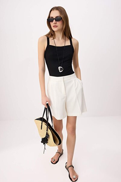 Trendyol Kollektion Schwarz gestreiftes, figurbetontes, ärmelloses, langes, e...