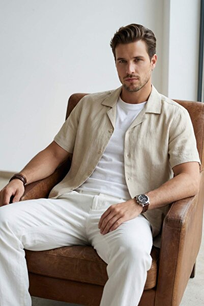 Trendyol Kollektion Ecru Oversize Herrenhemd TMNSS26GO00022