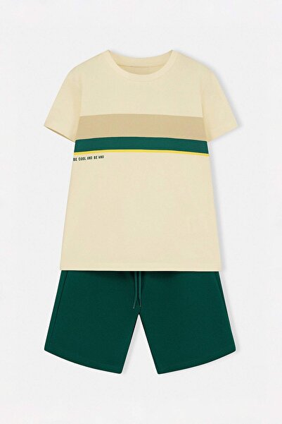 TRENDYOLKIDS طقم تاكيه ألوان متباينة محبوك من الأسفل - من الأعلى TKDSS25AU00098