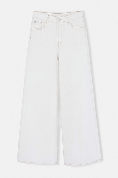 Trendyol Collection Trendyol Studio Ecru Tencel Blended High Waist Wide Leg J...