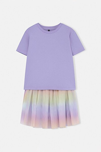 TRENDYOLKIDS Lila bloc de culoare din material subțire Set Inferior - Superio...